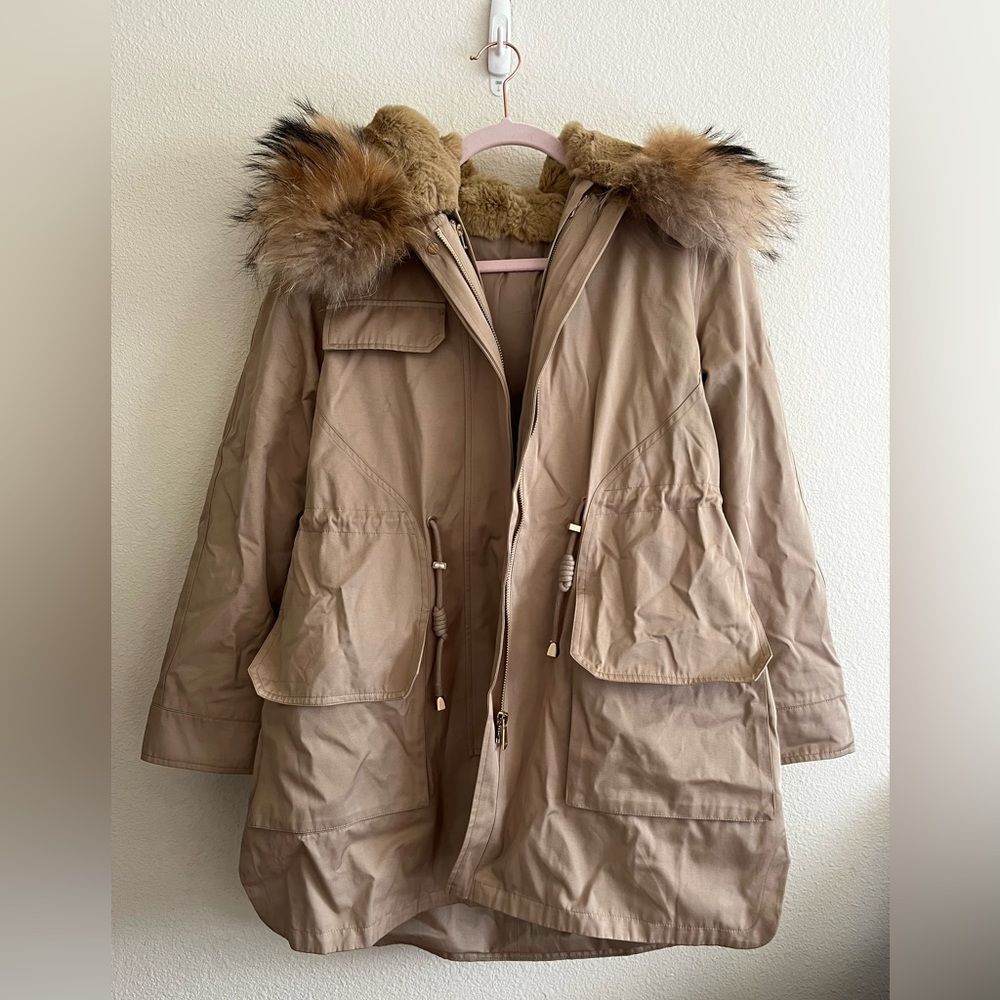 NWT Women's Beige Parka Coat Size S